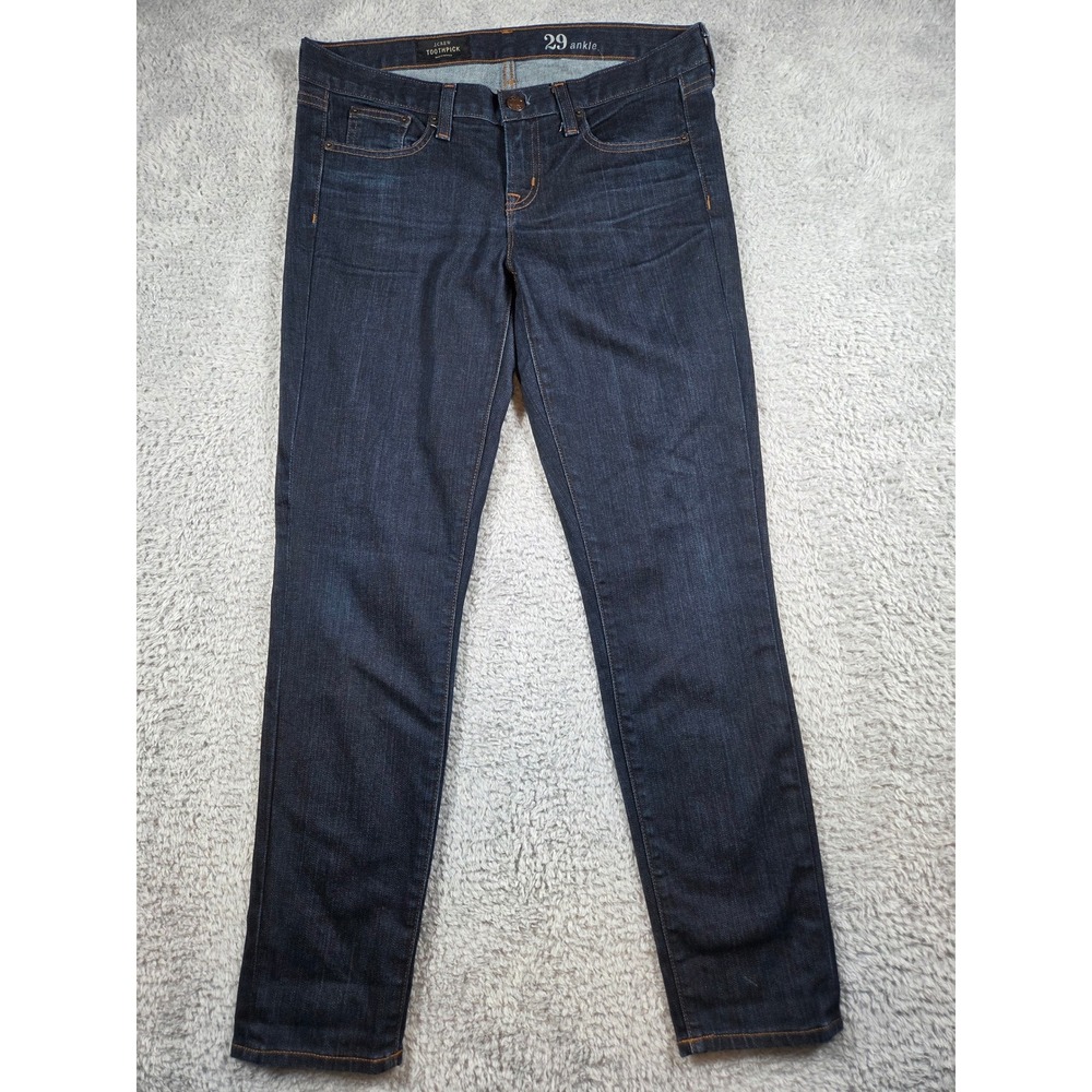J.Crew Toothpick Ankle Jeans 29 Dark Indigo Blue Womens Slim Stretch Denim